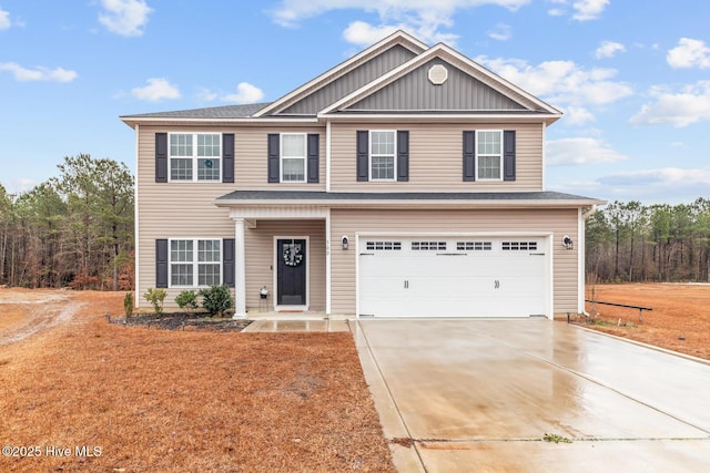 view of front of house with a garage