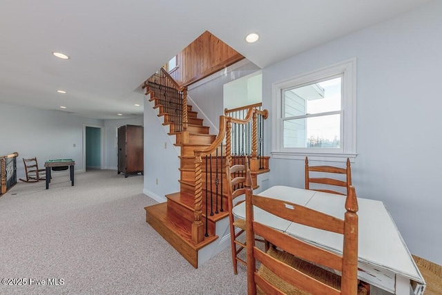 stairs with carpet floors