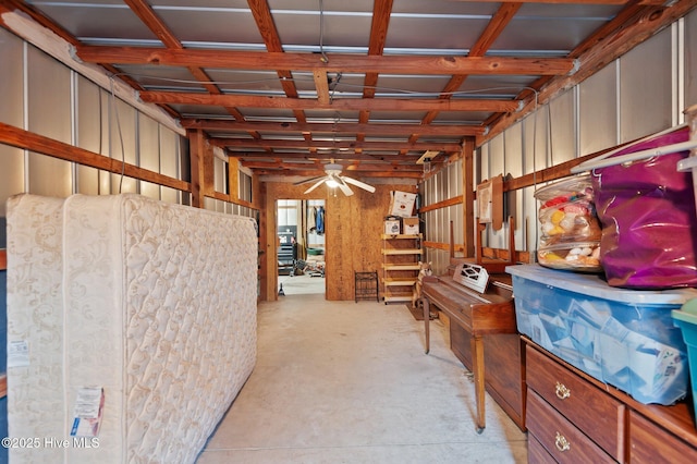 storage featuring ceiling fan