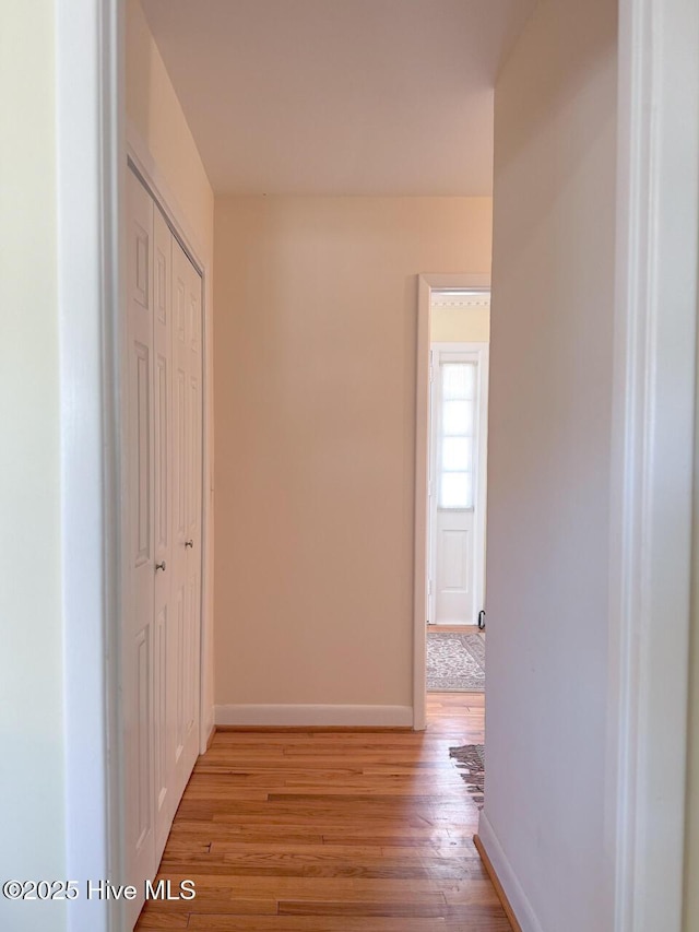 hall with light hardwood / wood-style flooring