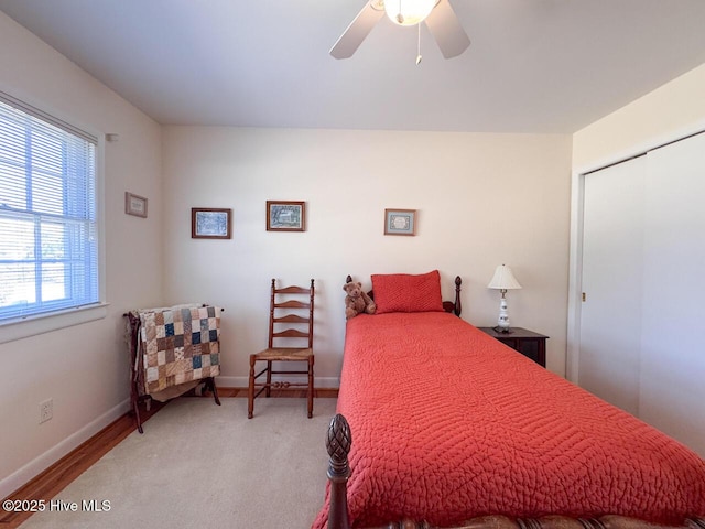 bedroom featuring ceiling fan