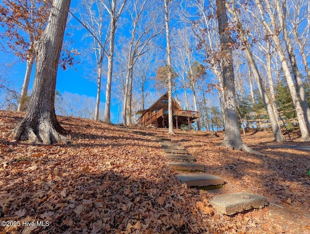 view of yard with a deck