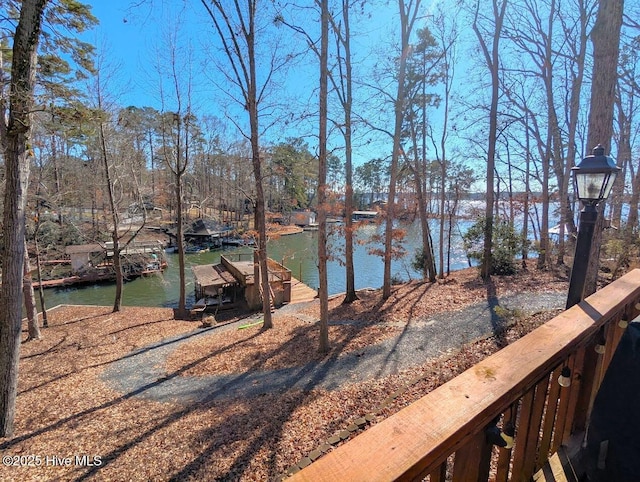 property view of water featuring a dock