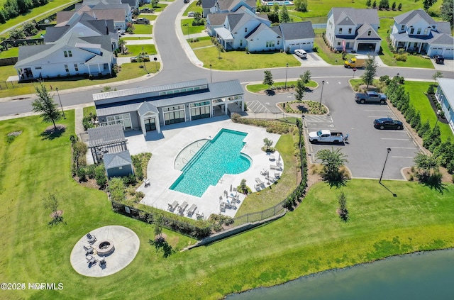 aerial view featuring a residential view