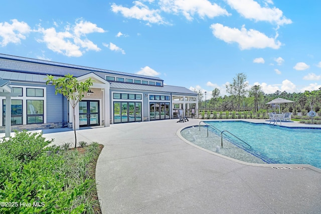 pool with a patio