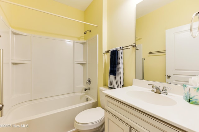 full bathroom with vanity, toilet, and shower / bath combination