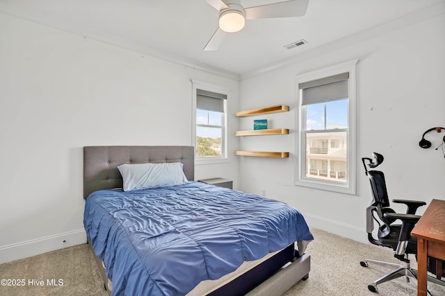 740 Waterstone Dr, Wilmington, NC 28411 - bedroom with carpet floors, baseboards, and ceiling fan