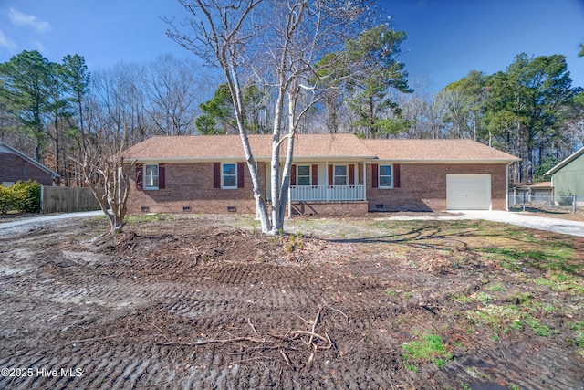 single story home with a garage