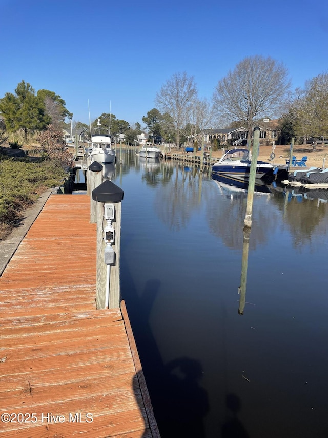 view of dock featuring a water view