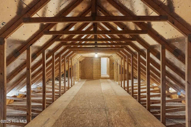 view of unfinished attic