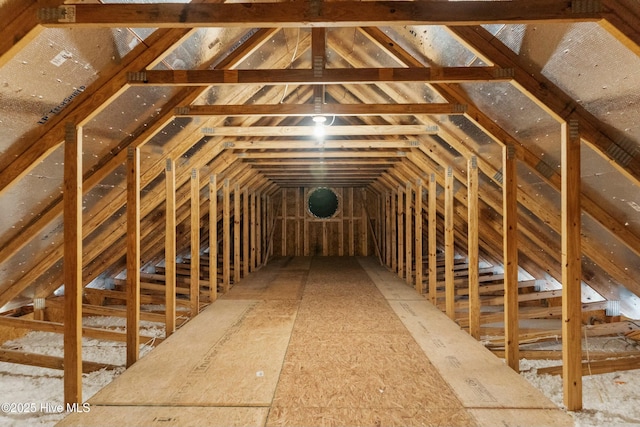 view of unfinished attic