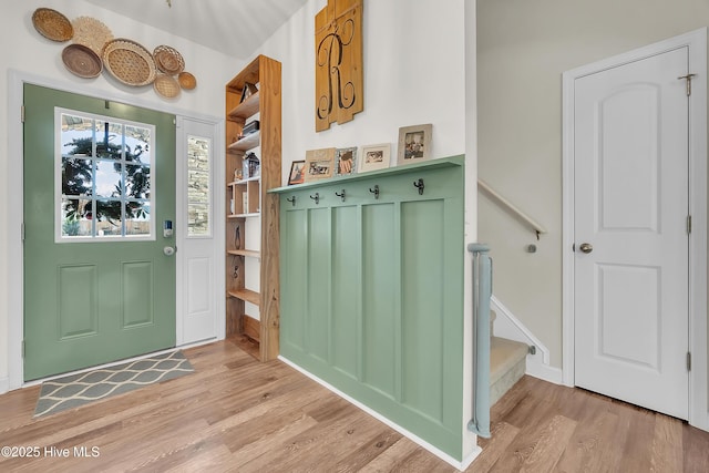 mudroom featuring light hardwood / wood-style flooring