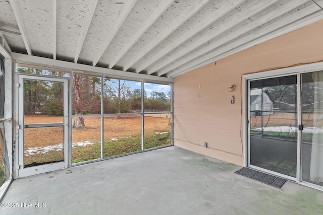 view of unfurnished sunroom