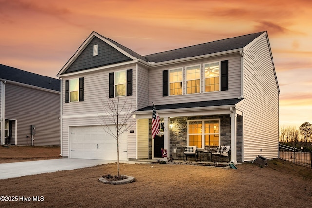 view of front of house with a garage