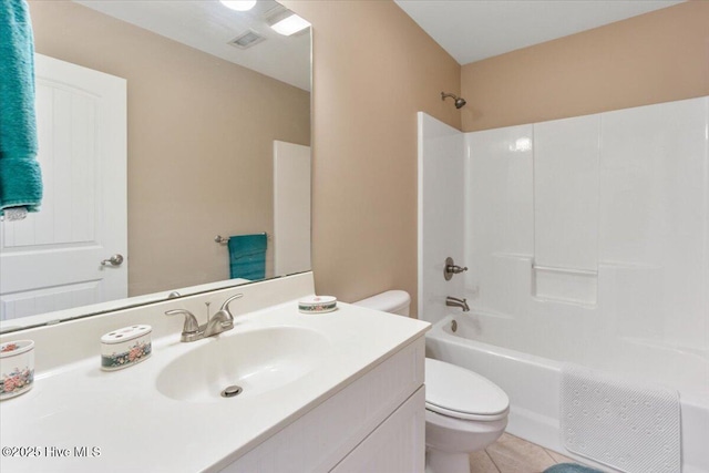 full bathroom with vanity, toilet, and shower / bath combination