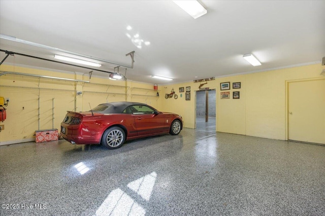 garage with a garage door opener