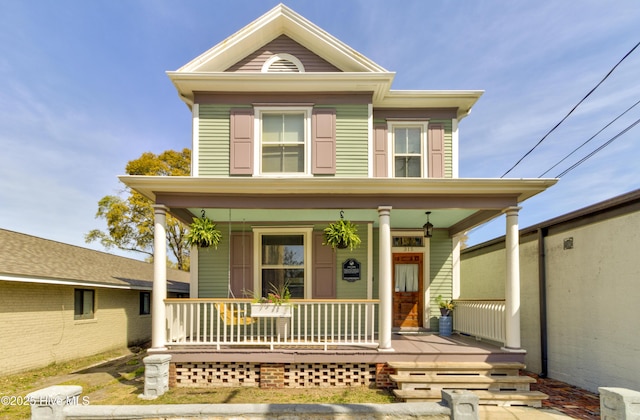 view of front of house with covered porch