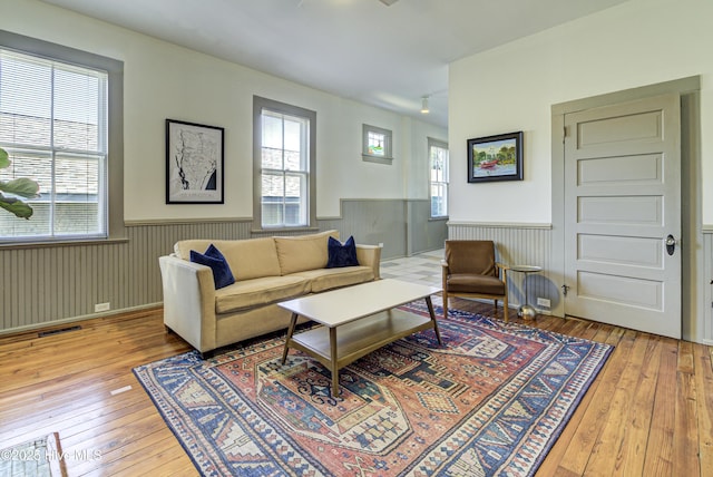 living room featuring light hardwood / wood-style floors