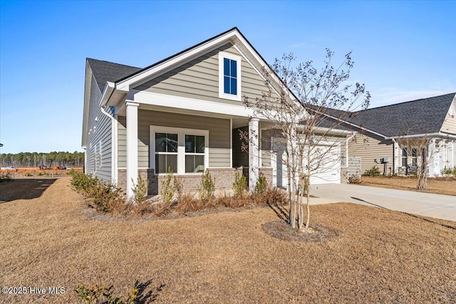 craftsman inspired home with a garage