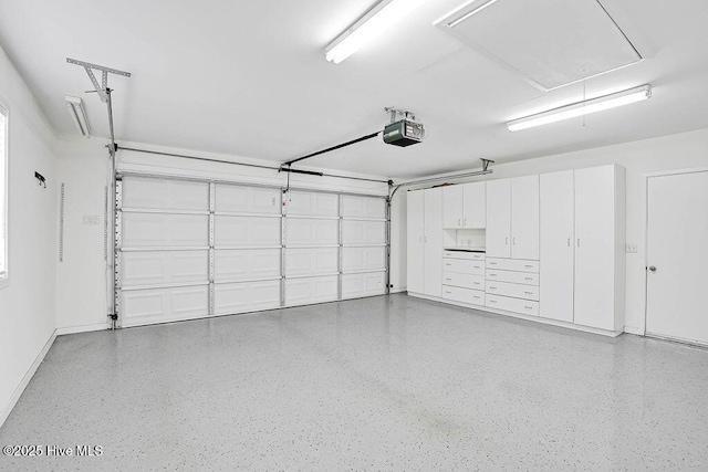 garage with a garage door opener