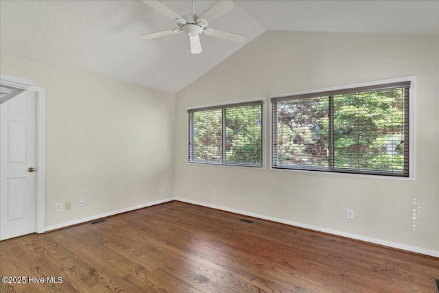 6 Elmhurst Pl, Pinehurst, NC 28374 - empty room featuring a ceiling fan, lofted ceiling, and wood finished floors