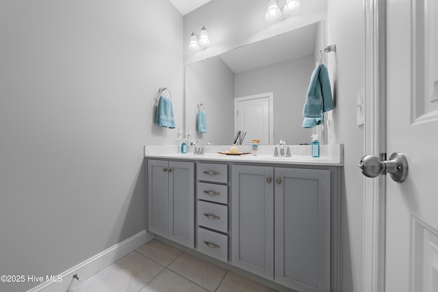 bathroom with tile patterned flooring and vanity