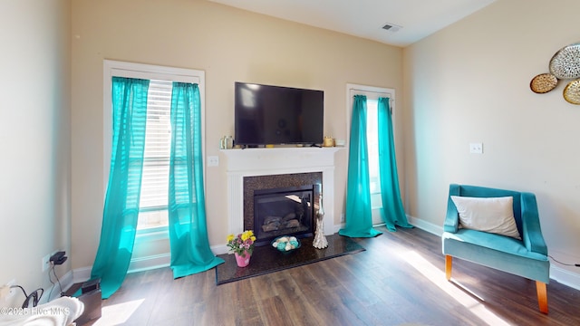 living room featuring hardwood / wood-style flooring