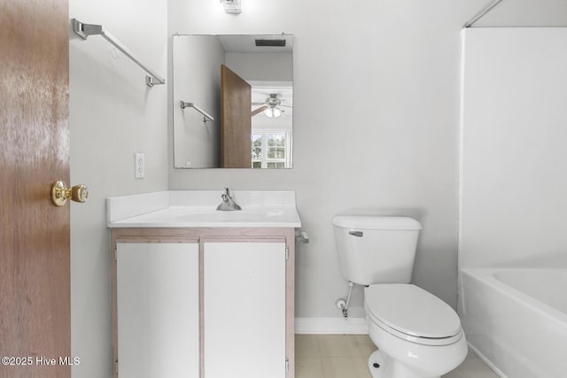 bathroom with tile patterned flooring, vanity, and toilet