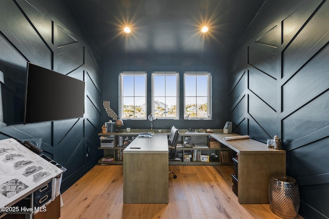 office featuring light hardwood / wood-style flooring