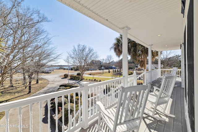 deck featuring covered porch