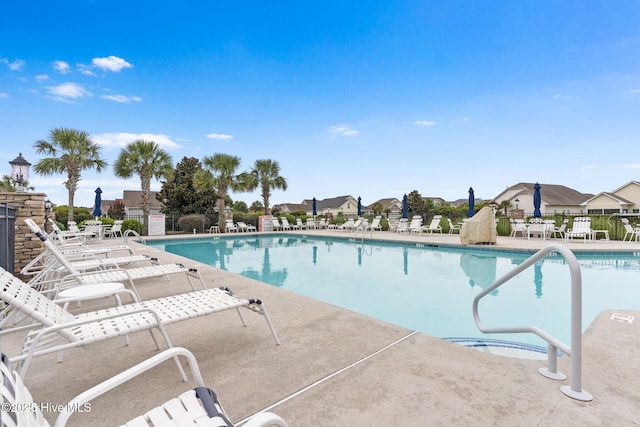 view of pool featuring a patio area