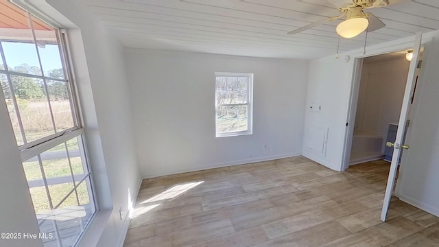 empty room featuring light hardwood / wood-style floors and ceiling fan