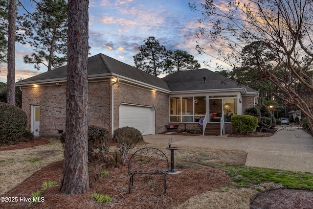 view of front of house with a garage