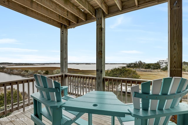 deck with a water view