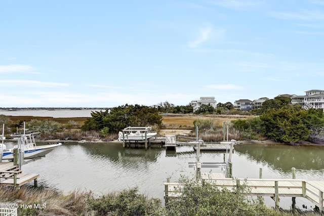 view of dock featuring a water view