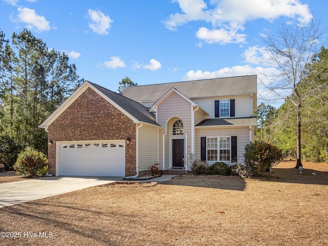 front facade with a garage