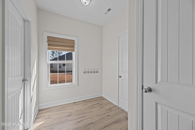 interior space with light hardwood / wood-style floors