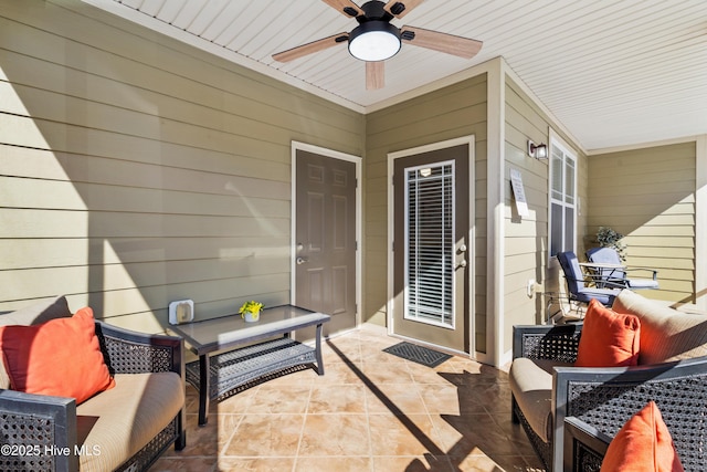 view of patio / terrace with outdoor lounge area and ceiling fan