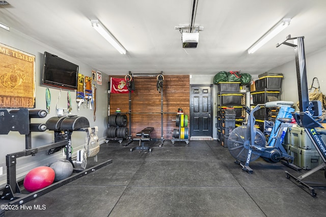 garage with a garage door opener