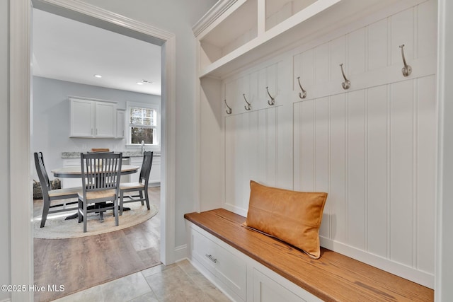 mudroom featuring light tile patterned floors