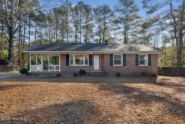 ranch-style house with a porch