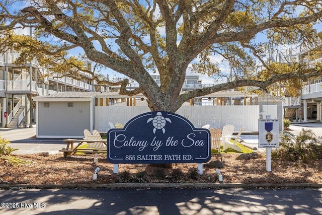 view of community sign