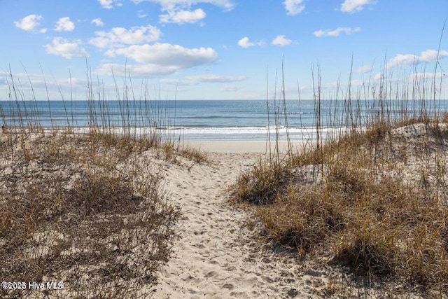 property view of water with a beach view