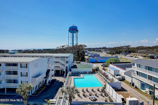 view of swimming pool with a patio area