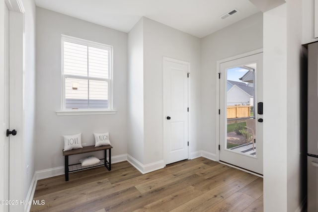 foyer with light hardwood / wood-style floors