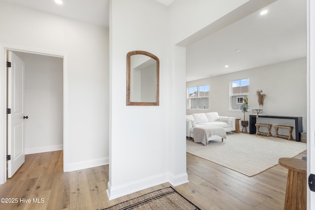 hall featuring light hardwood / wood-style flooring