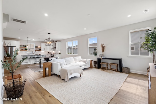 living room featuring light hardwood / wood-style flooring