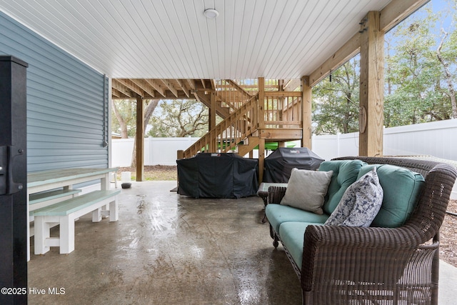 view of patio featuring an outdoor living space