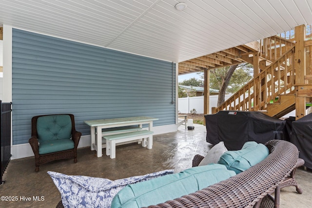 view of patio / terrace featuring area for grilling and an outdoor hangout area