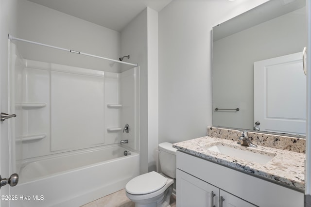 full bathroom with vanity, shower / washtub combination, and toilet